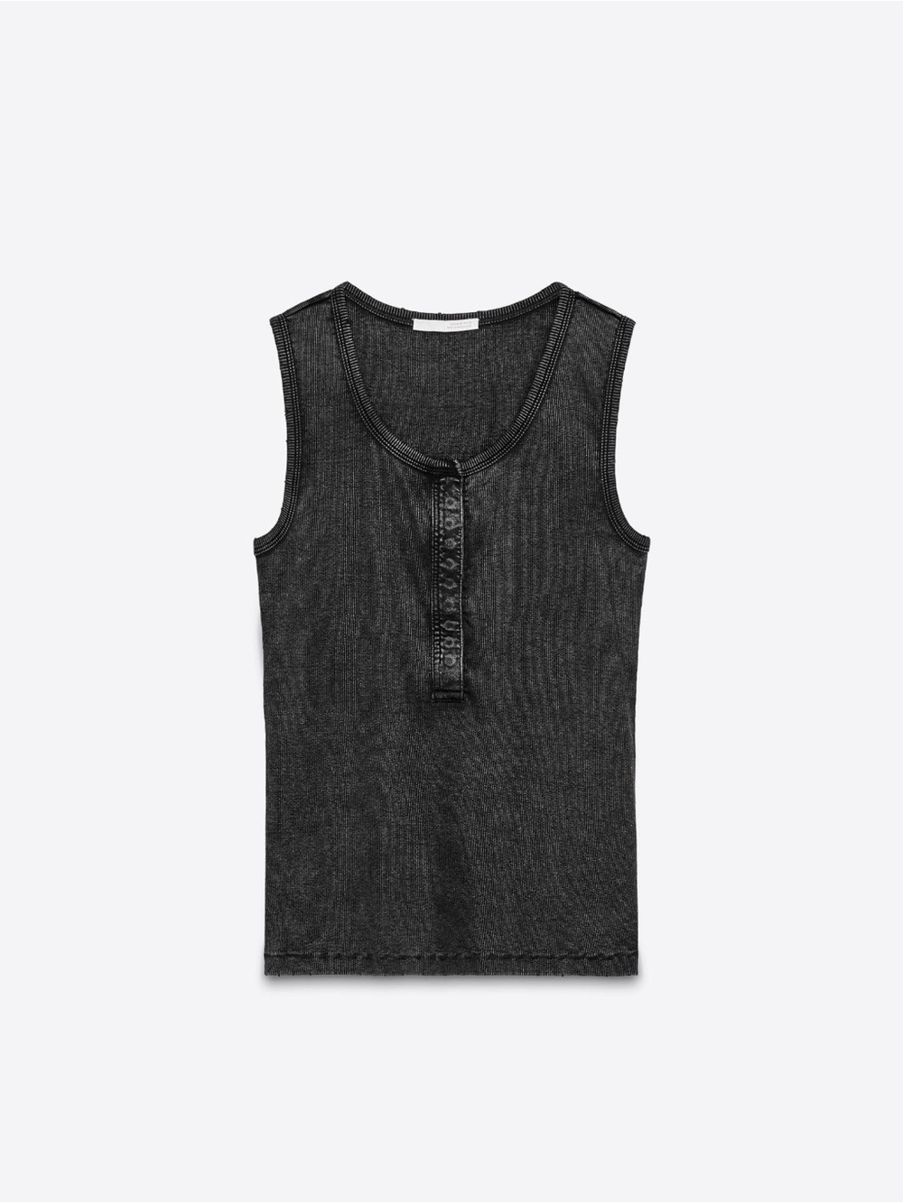 Zara Black Washed Ribbed Tank Top